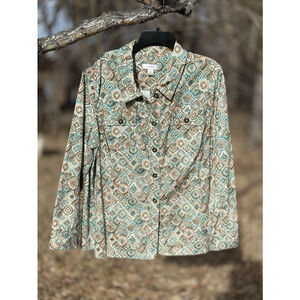 Christopher & Banks Jacket Womens 2X CJ Banks USA Long Sleeve Geometric Business